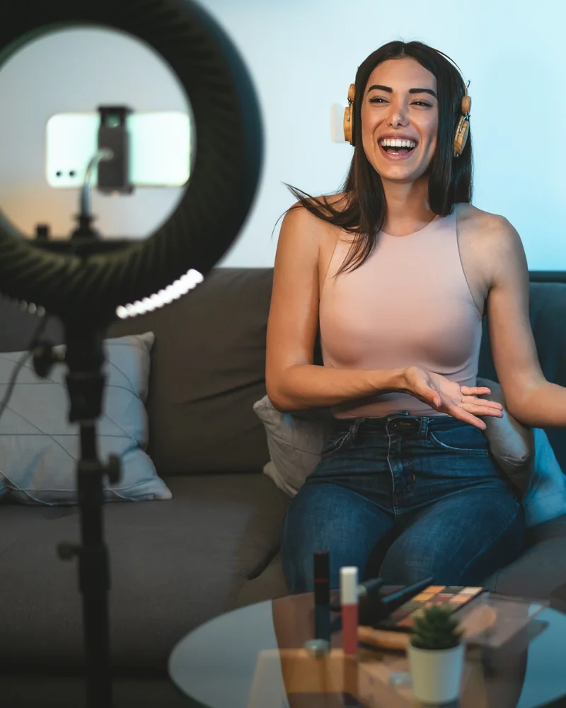 Professional creator shooting video for her audience