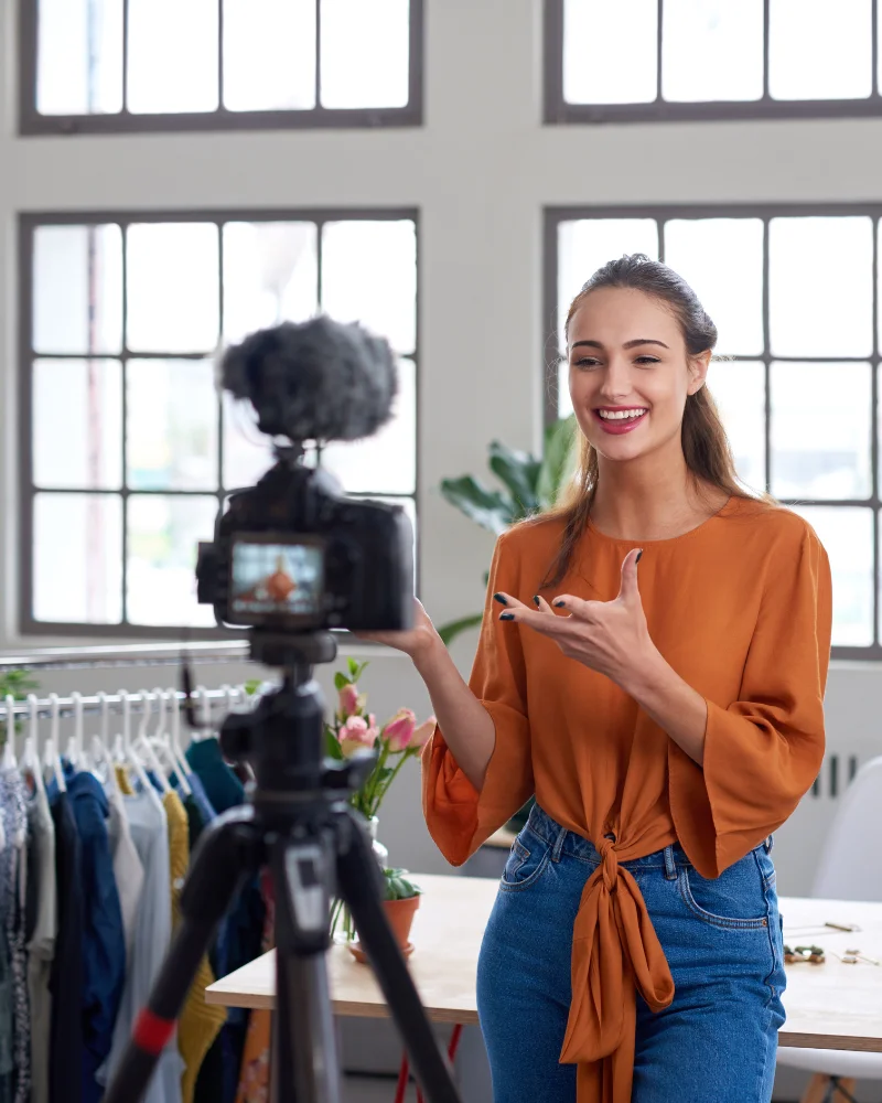 Professional boutique owner shooting in her store